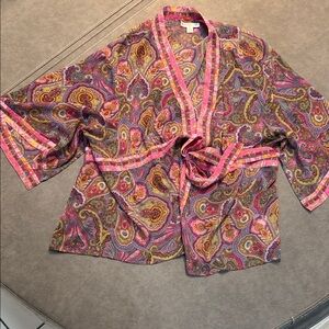 Coldwater Creek Pink Paisley Kimono